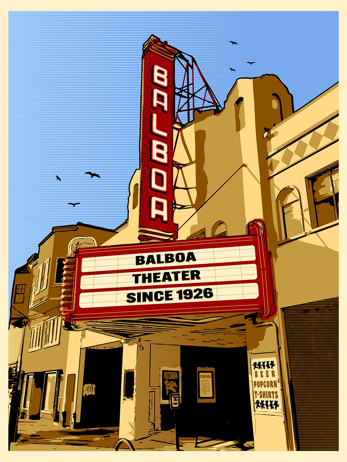 Balboa Theater illustration. San Francisco, California