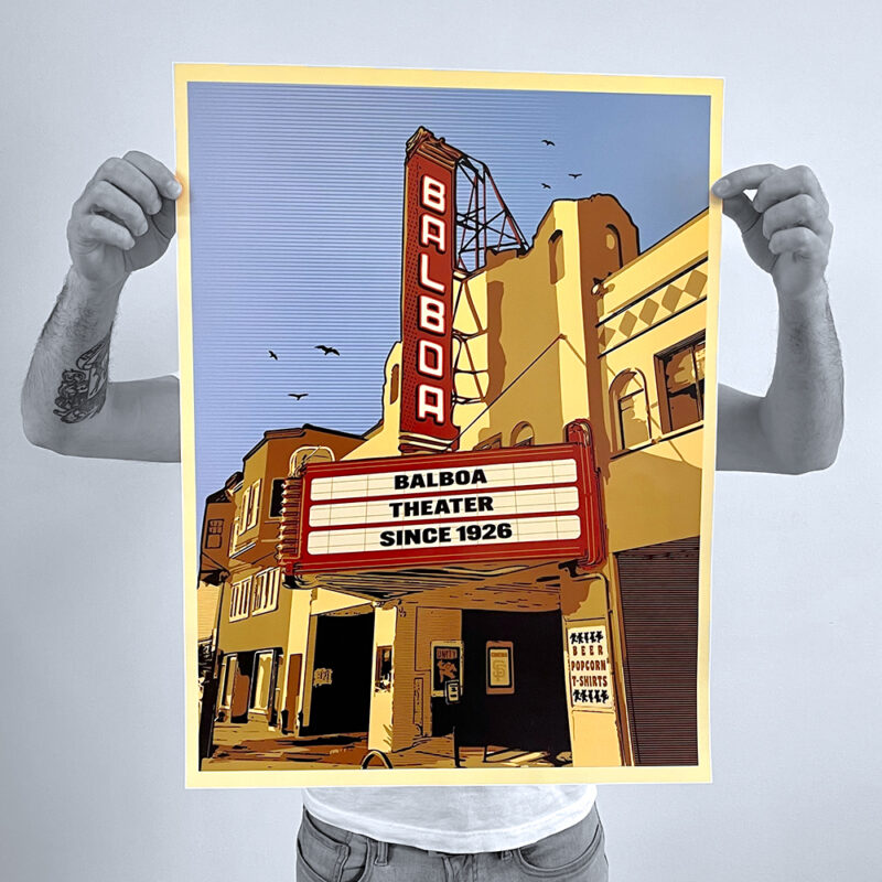 Illustration of the Balboa Theater in San Francisco California.